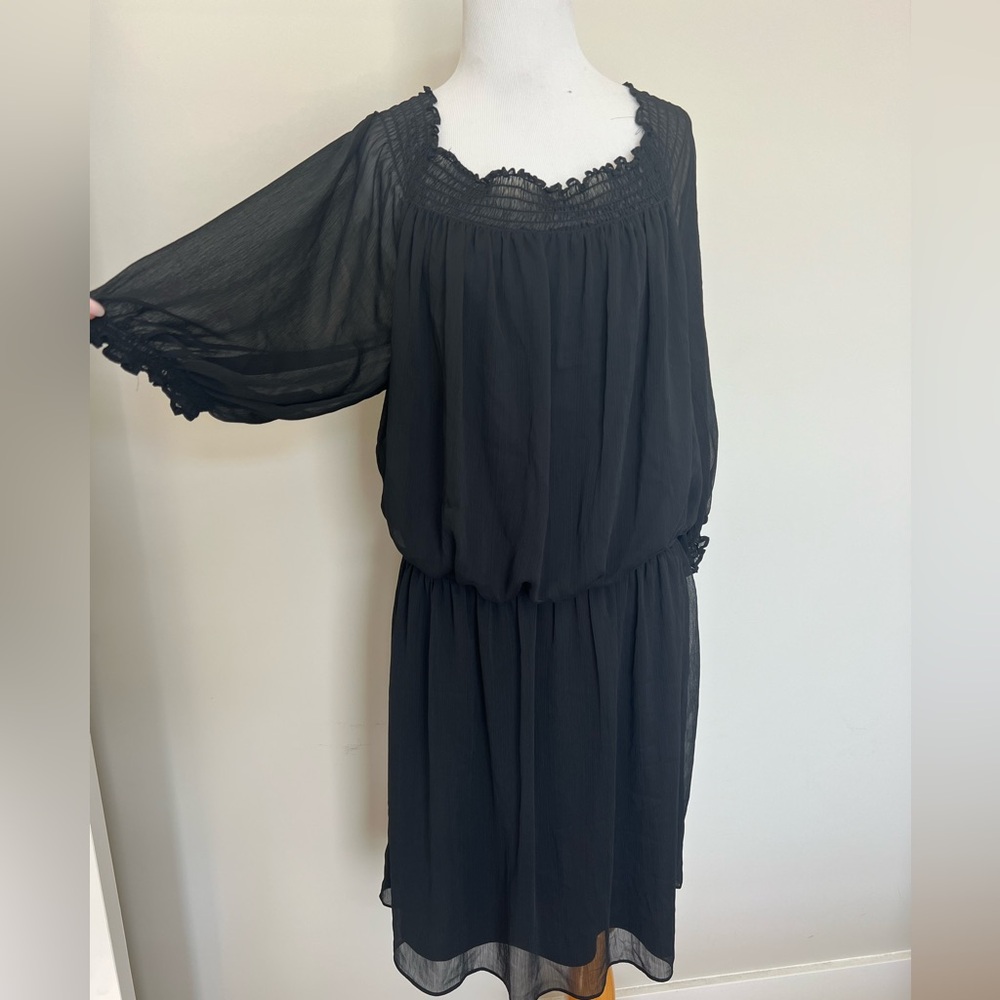 New-Boston proper off the shoulder smoked black dress-Large